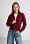 Zippered Knitwear Cardigan 4402 Lki̇0070 Red - 5