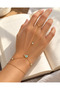 Gold Color Star and Blue Eye Detailed Shahmeran Hand Chain