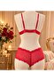 Women's Red Front Clip Lace Stylish Bra Panty Set - 2