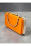 Orange Satin Silver Metal Detailed Crystal Stone Embroidered Chain Strap Women's Evening Dress Bag Wedding Engagement Graduation - 7