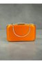 Orange Satin Silver Metal Detailed Crystal Stone Embroidered Chain Strap Women's Evening Dress Bag Wedding Engagement Graduation - 6