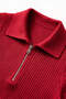 Dark Red Zipper Detailed Knitwear Blouse - 3