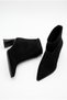 Women's Black Suede Design Pointed Toe Kangaroo Boots with Back Zipper and Pocket Detail - 6