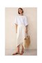 Linen Blend Asymmetrical Cut Midi Skirt - 3
