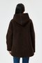 Women's Brown Italian Wool Hooded Zippered Scuba Fabric Oversize Slim Coat 40 - 46 Size - 5