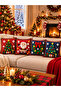 Santa Claus Deer Pine Tree Wreath Patterned Digital Printed Set of 4 Christmas Throw Pillow Covers - 2