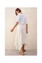 Linen Blend Asymmetrical Cut Midi Skirt - 4