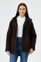 Women's Brown Italian Wool Hooded Zippered Scuba Fabric Oversize Slim Coat 40 - 46 Size - 4