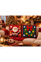 Christmas Sparkle 3D Knitted Look Decorative Set of 2 Throw Pillow Covers with Santa Claus and Wreath Pattern