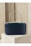 Navy Blue Satin Silver Metal Detailed Crystal Stone Embroidered Chain Strap Women's Evening Dress Bag Wedding Engagement Graduation - 3