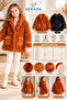 Girl's Plush Lamb Coat Teddy Boucle Curly Textured Quilted Lined Buttoned Winter Jacket with Pockets - 6