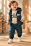 Baby Boy 3 Piece Set with Vest, Printed Sweatshirt and Sweatpants for Winter - 2