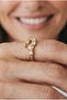 Steel Gold Color Women's Ring with Zircon Stone Adjustable - 2