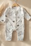 Coffee Bear Patterned Fabric 100% Cotton Baby Boy Romper 3-6-9 Months - 3