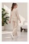 Women's Oysho Fabric Crew Neck Sweatshirt and Wide Leg Sweatpants Two-Piece Set - 3