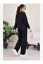 Women's Oysho Fabric Crew Neck Sweatshirt and Wide Leg Sweatpants Two-Piece Set