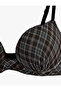 Supported Extra Padded Plaid Patterned Tulle Bra - 3