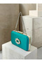 Green Satin Silver Metal Detailed Crystal Stone Embroidered Chain Strap Women's Evening Dress Bag Wedding Engagement Graduation - 2