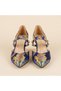 Valley Ethnic Pattern Gold Trok Detailed Feta Heeled Shoes - 3