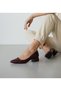 Burgundy Crocodile Patterned Low Heel Stylish Short Heeled Shoes - 3
