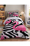 Geometric Flamingo Single Duvet Cover Set