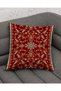Iranian Kilim Patterned Red Cream Color Digital Printed Gift Set of 2 Throw Pillow Covers - 2