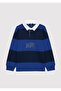 Logo Printed Polo Collar Loose Fit Boys' Sweatshirt. - 4