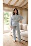 Women's Winter Plus Size Embroidered Patterned Collar Buttoned Long Sleeve Pajama Set - 2
