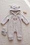 Baby Boy Jumpsuit with Teddy Bear Ears, Hooded Plush Zippered Baby Set - 3