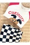 New Season Checkerboard Patterned Unisex Top and Bottom Set - 4