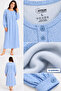 Large Size Long Sleeve Inner Layered Women's (Mom's) Nightgown with Heart Pattern and Buttoned Sleeve Cuffs, a Winter Product, 100% Cotton. - 2