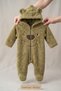 Baby Boy Jumpsuit with Teddy Bear Ears, Hooded Plush Zippered Baby Set - 3