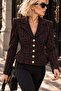 Monroe Coco Gold Buttoned Boucle Waist Formed Jacket - 4