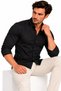 Men's Black Long Sleeve Basic Shirt - 6