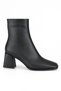 Mila Women's Black Matte Blunt Toe Zippered Thick Heeled Daily Stylish Boots - 6