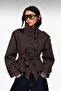Model: Stand-Up Collar, Back Windbreaker Detail, Lined Women's Trench Coat Jacket Trench Coat