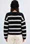 Women's Black and White Striped Ultra Soft Cardigan - 5
