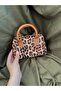 Tan Leopard Faux Leather Single Compartment Zippered Adjustable Strap Shoulder Bag (Long Strap Is Black Faux Leather) - 3
