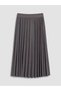 Two Mt Shop Quality Lcw Kids Gray Elastic Waist Pleated Skirt for Girls - 2