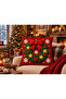 Santa Wreath Christmas Santa Claus and Christmas Wreath Patterned Red Green 3D Knitted Look Decorative Throw Pillow Cover Set of 2 – - 2