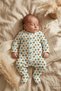 Green Tree Patterned Report Fabric with Feet, 100% Cotton Baby Boy Romper, 3-6-9 Months