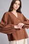 V-Neck Buttoned Relax Fit Jacquard Long Sleeve Tunic H3263Ax26Au