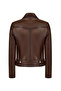 Melody Women's Brown Short Leather Jacket 26Wgd5174Bt - 3