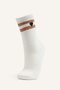 3-Piece Striped Cotton Long Socks for Girls I5527A8Ns - 2