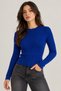 Women's Navy Blue Crew Neck Soft Textured Basic Knitwear Sweater