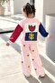 Girl's Floral Themed Sweatshirt and Denim Trousers - 3