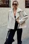 Beige Raglan Sleeve Double Breasted Closure Elastic Waist Detail Women's Lined Short Trench Coat