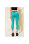 Stretchy high waist green long shiny disco leggings - 4