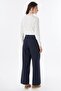 Double Waist Detailed Trousers Navy Blue - 4