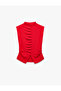 Drawstring High Collar Knitwear Vest